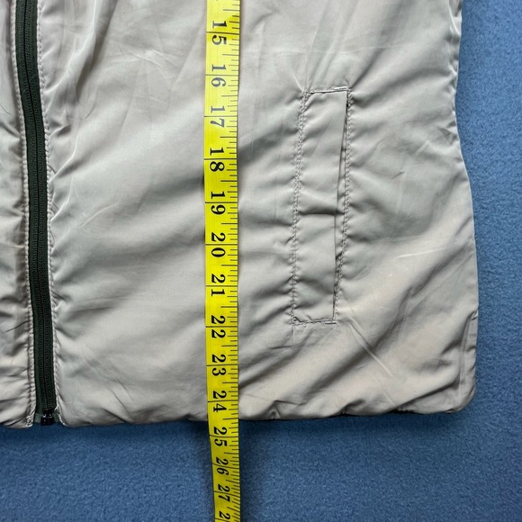 Merona Reversible Puffer Vest Olive Green Beige Quilted Full Zip Women's L - Picture 10 of 11